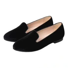 1600 - Black Velvet Smoking Loafer for Girl by London Kids