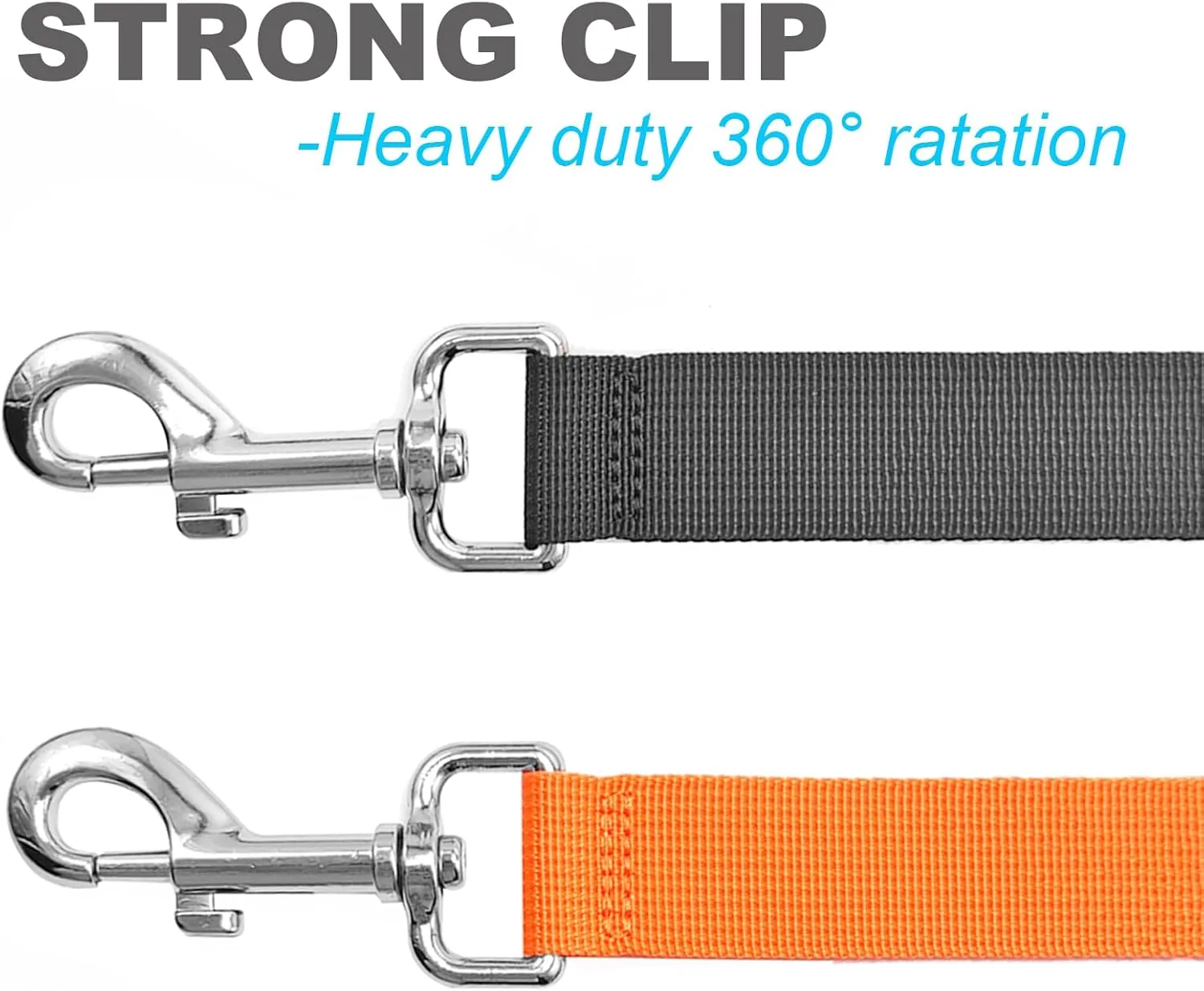 2 Handles Long Dog Leash, 12/20/30/50ft Long Bungee Dog Leashes with Traffic Handle, Shock-Absorbing Elastic Buffer, Double Handles Training Lead (orange-12ft)