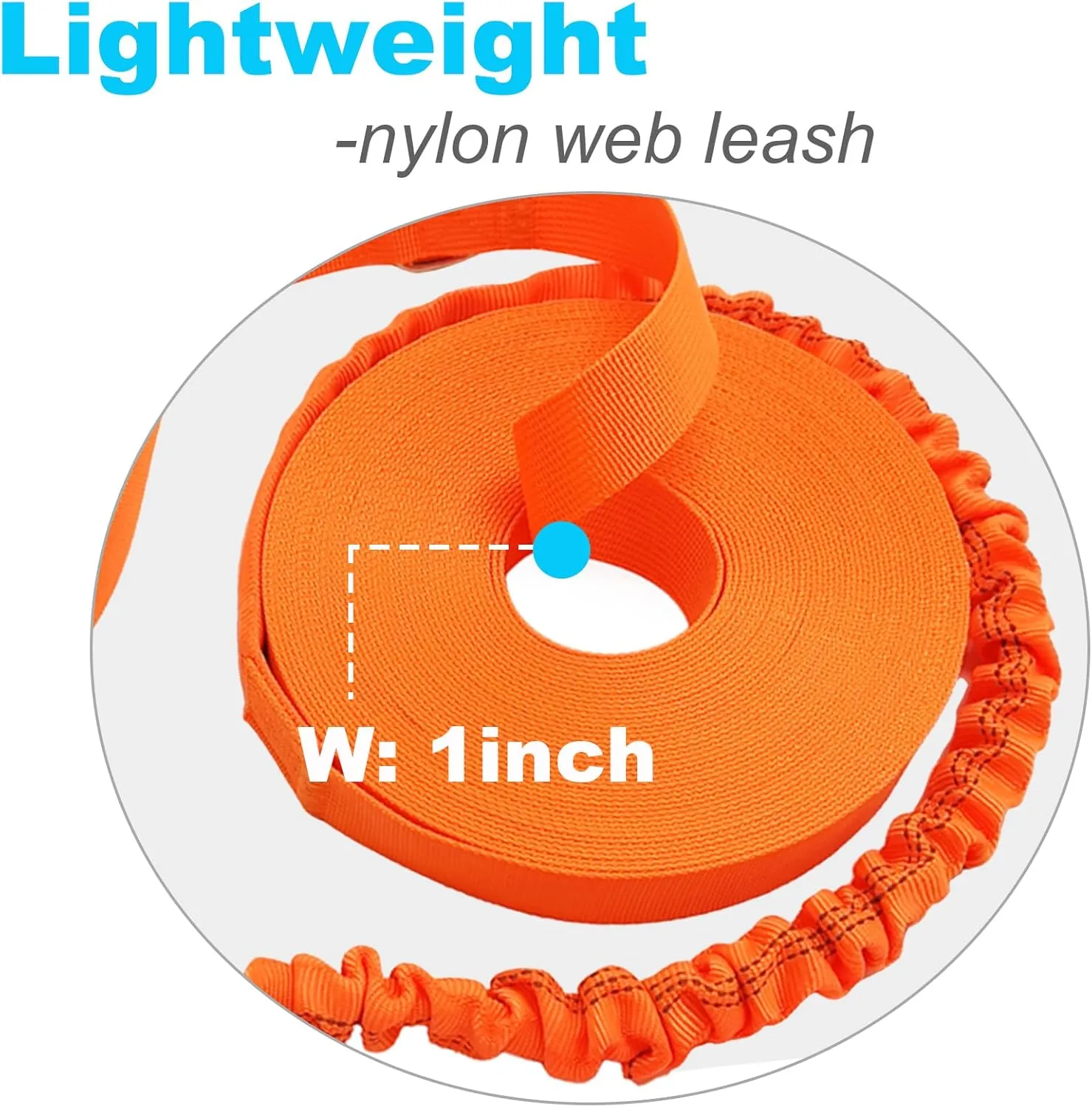 2 Handles Long Dog Leash, 12/20/30/50ft Long Bungee Dog Leashes with Traffic Handle, Shock-Absorbing Elastic Buffer, Double Handles Training Lead (orange-12ft)