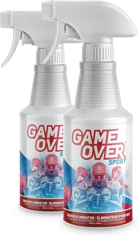 2 Pack : Biotech Odor Eliminator Spray - 2 x 500 ml - for Smelly Feet, Shoes, Clothes, Sport Equipment by Game Over