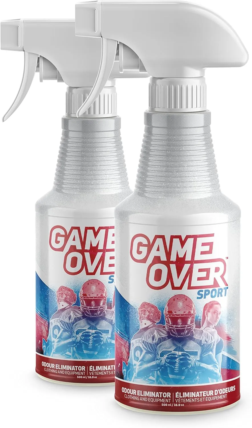 2 Pack : Biotech Odor Eliminator Spray - 2 x 500 ml - for Smelly Feet, Shoes, Clothes, Sport Equipment by Game Over