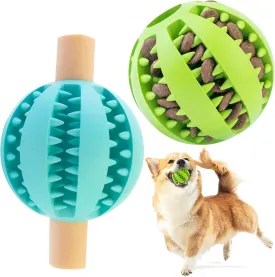 2" Treat Ball Slow Feeder IQ Training Dog Puzzle for Small Mini Dogs, Durable Natural Rubber Chew Toys for Teething, Interactive Dog Toys for Boredom and Stimulation