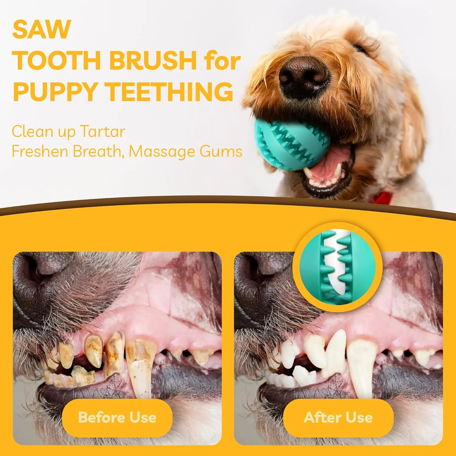 2" Treat Ball Slow Feeder IQ Training Dog Puzzle for Small Mini Dogs, Durable Natural Rubber Chew Toys for Teething, Interactive Dog Toys for Boredom and Stimulation