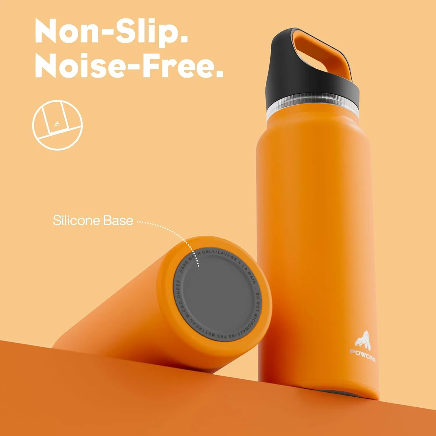 40 oz Insulated Water Bottle for Gym: 3 Lids, Leakproof, Keep Ice 24H and Hot 12H, Double Wall, Large Metal Water Flask with Handle for Camping, Hiking, Sports, Outdoors, Travel (Zesty Orange)