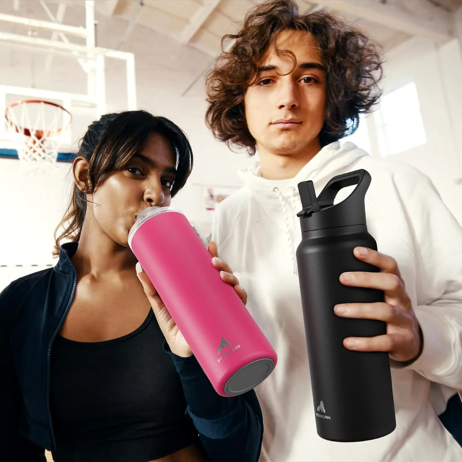 40 oz Insulated Water Bottle for Gym: 3 Lids, Leakproof, Keep Ice 24H and Hot 12H, Double Wall, Large Metal Water Flask with Handle for Camping, Hiking, Sports, Outdoors, Travel (Zesty Orange)
