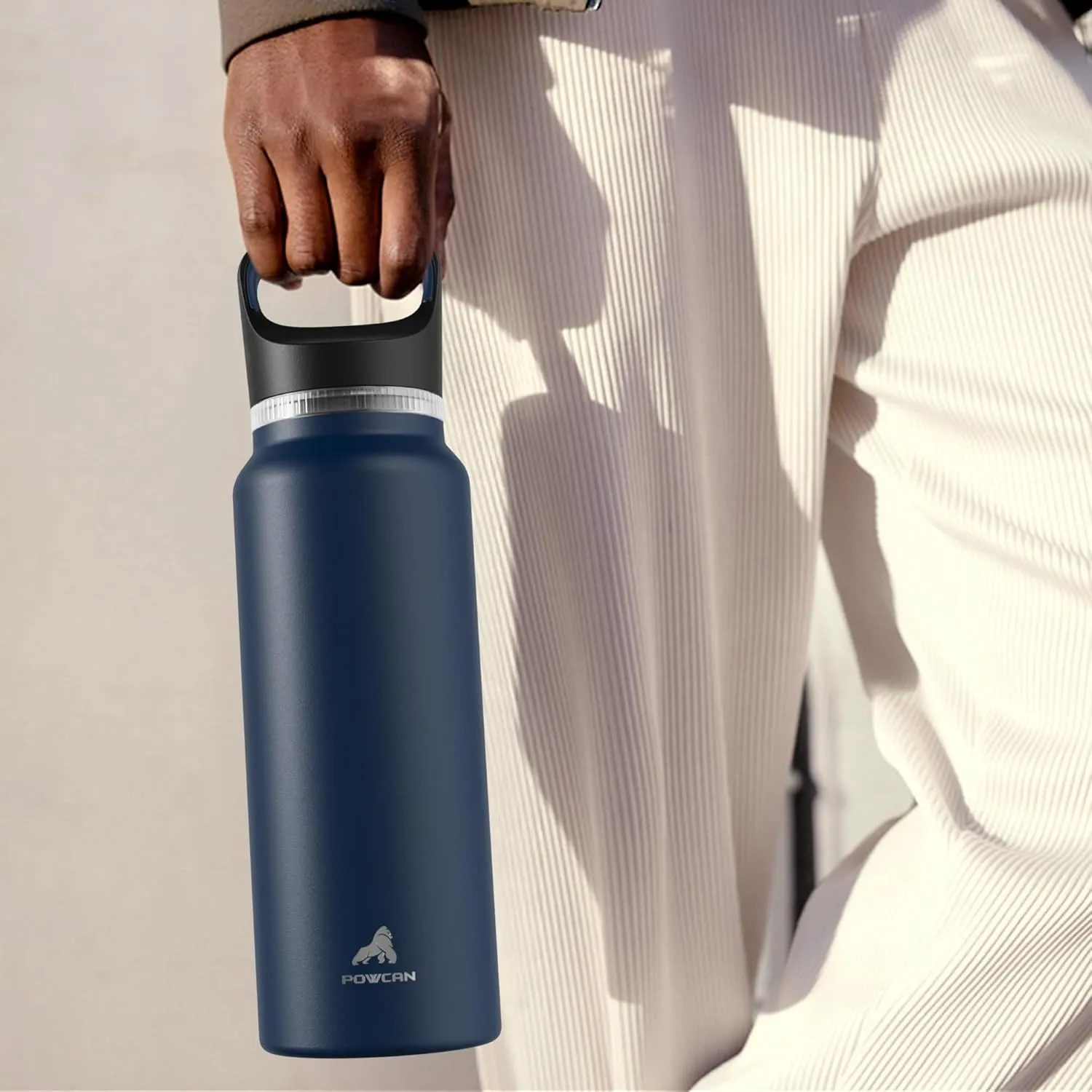 40 oz Insulated Water Bottle for Gym: 3 Lids, Leakproof, Keep Ice 24H and Hot 12H, Double Wall, Large Metal Water Flask with Handle for Camping, Hiking, Sports, Outdoors, Travel (Zesty Orange)