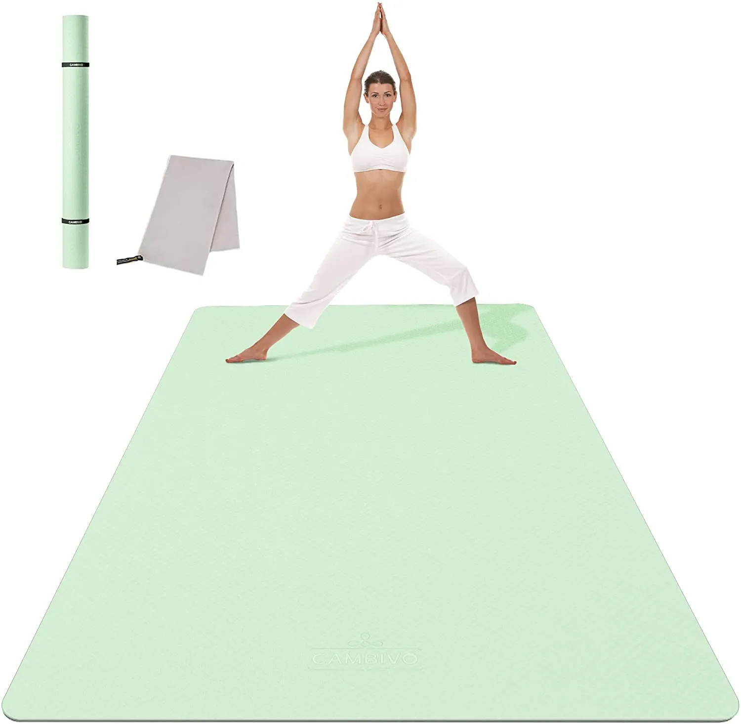 CAMBIVO Large Yoga Mat (6'x 4'), Extra Wide Workout Mat for Men and Women, 1/3 &1/4 Thick Exercise Fitness TPE Mat for Home Gym, Yoga, Pilates, Workout