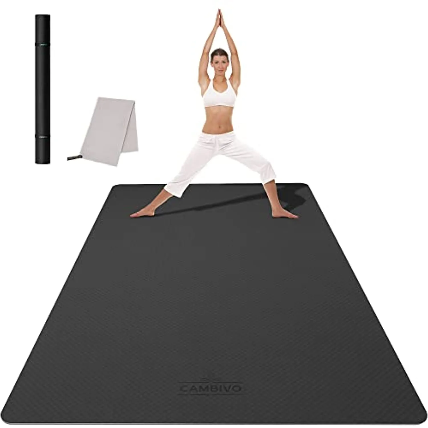 CAMBIVO Large Yoga Mat (6'x 4'), Extra Wide Workout Mat for Men and Women, 1/3 &1/4 Thick Exercise Fitness TPE Mat for Home Gym, Yoga, Pilates, Workout