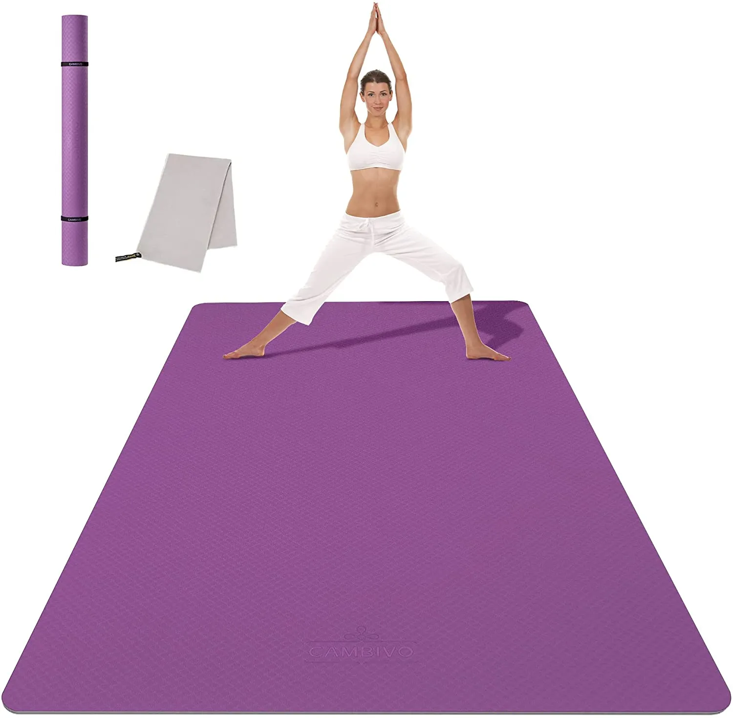CAMBIVO Large Yoga Mat (6'x 4'), Extra Wide Workout Mat for Men and Women, 1/3 &1/4 Thick Exercise Fitness TPE Mat for Home Gym, Yoga, Pilates, Workout