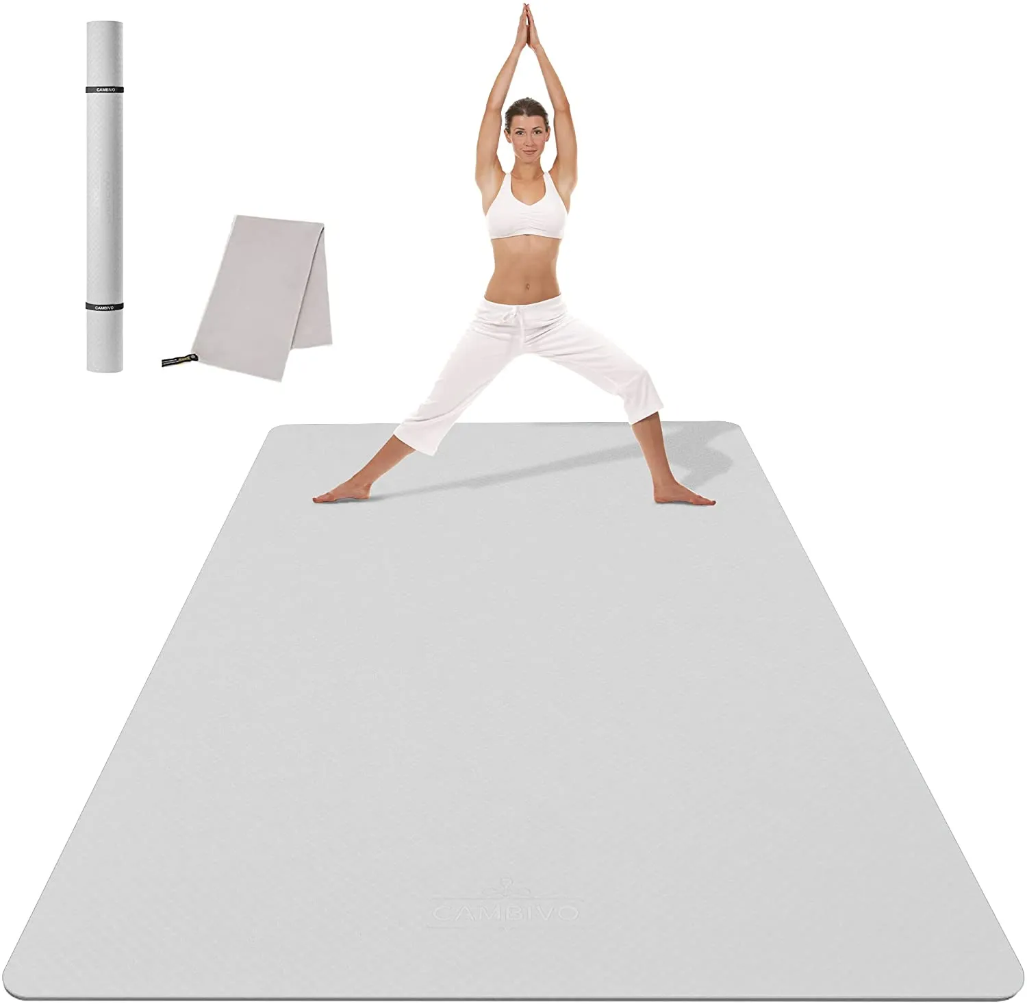 CAMBIVO Large Yoga Mat (6'x 4'), Extra Wide Workout Mat for Men and Women, 1/3 &1/4 Thick Exercise Fitness TPE Mat for Home Gym, Yoga, Pilates, Workout