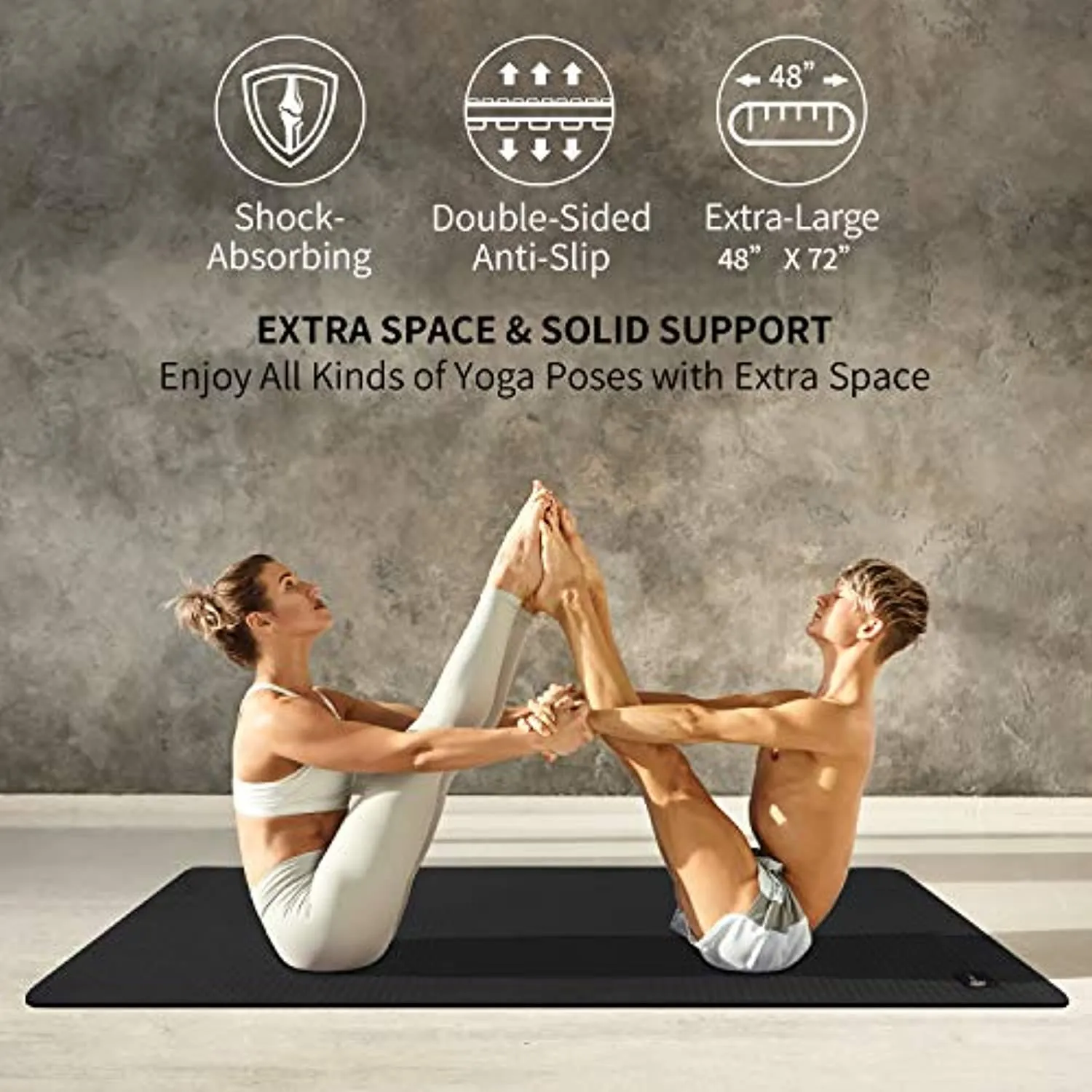 CAMBIVO Large Yoga Mat (6'x 4'), Extra Wide Workout Mat for Men and Women, 1/3 &1/4 Thick Exercise Fitness TPE Mat for Home Gym, Yoga, Pilates, Workout
