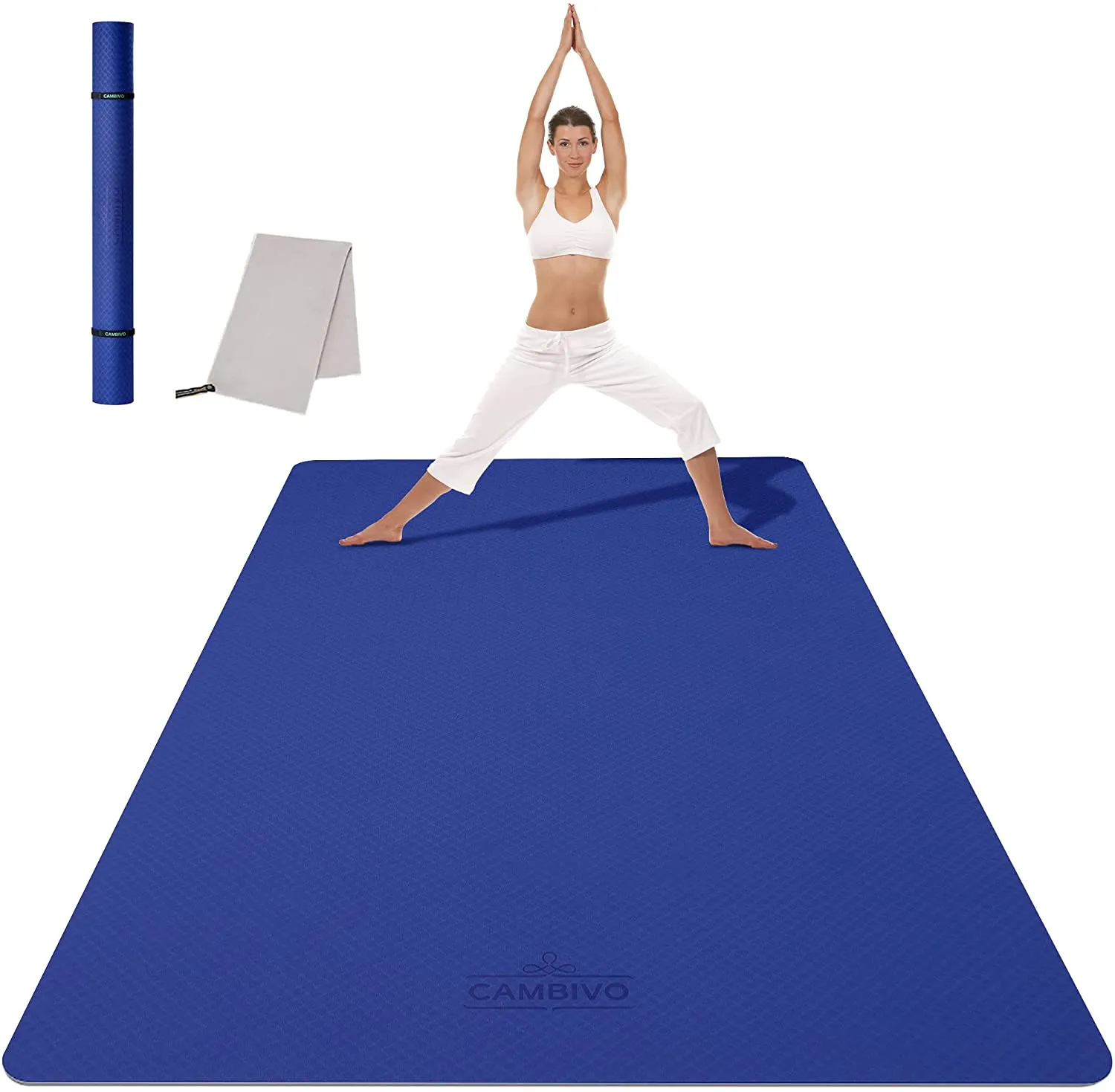 CAMBIVO Large Yoga Mat (6'x 4'), Extra Wide Workout Mat for Men and Women, 1/3 &1/4 Thick Exercise Fitness TPE Mat for Home Gym, Yoga, Pilates, Workout
