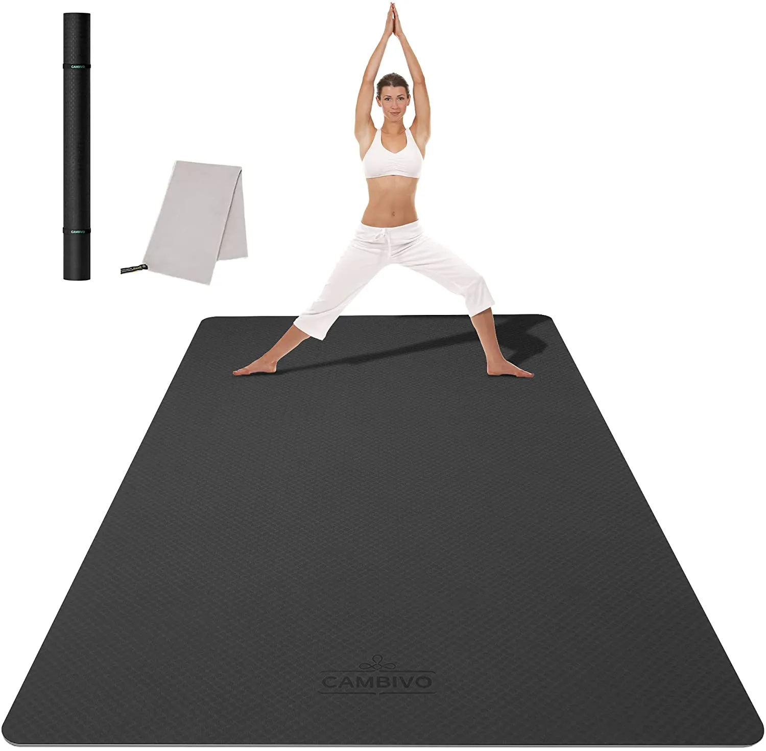 CAMBIVO Large Yoga Mat (6'x 4'), Extra Wide Workout Mat for Men and Women, 1/3 &1/4 Thick Exercise Fitness TPE Mat for Home Gym, Yoga, Pilates, Workout