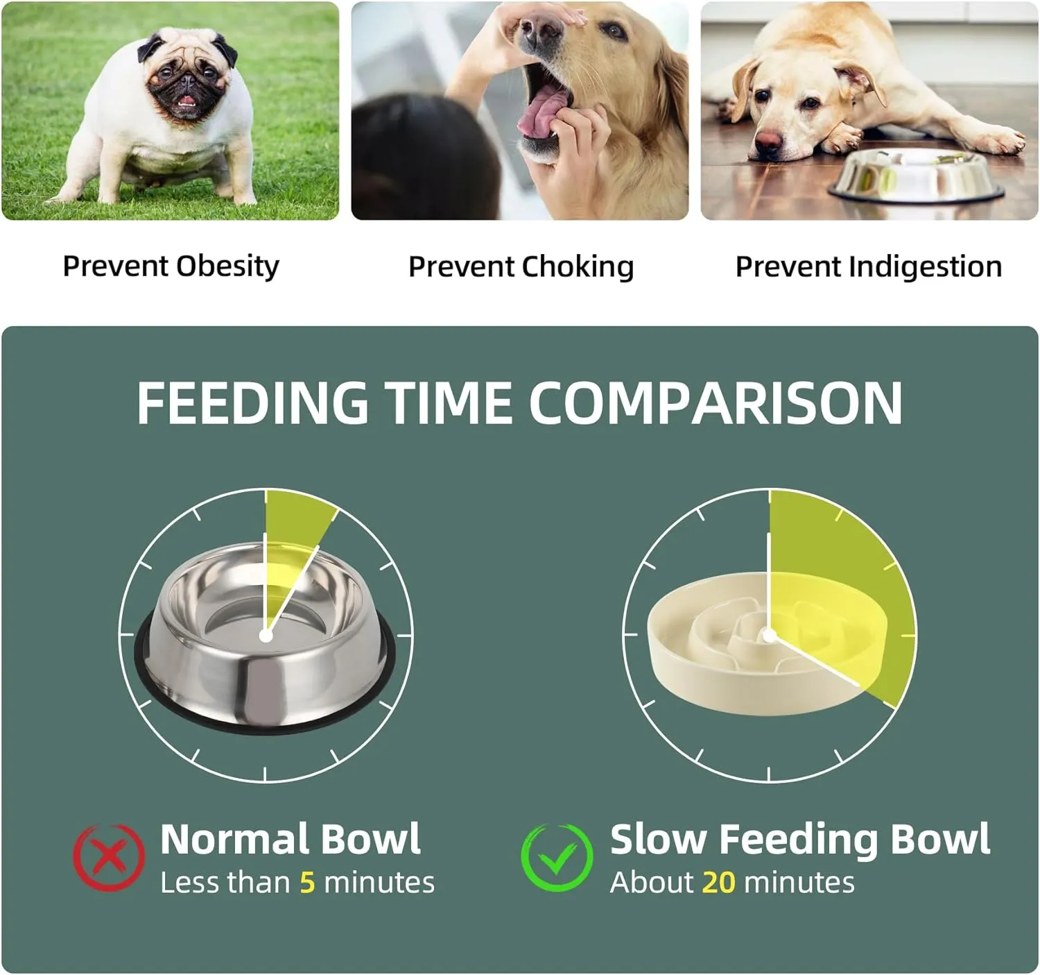 Ceramic Raised Slow Feeder Dog Bowl Set, Elevated 8.2inch Bowl and 9.5inch Puzzle Slow Food Dish with Wooden Stand for Large Dog, Anti-Gulping (2X Beige  Stand)