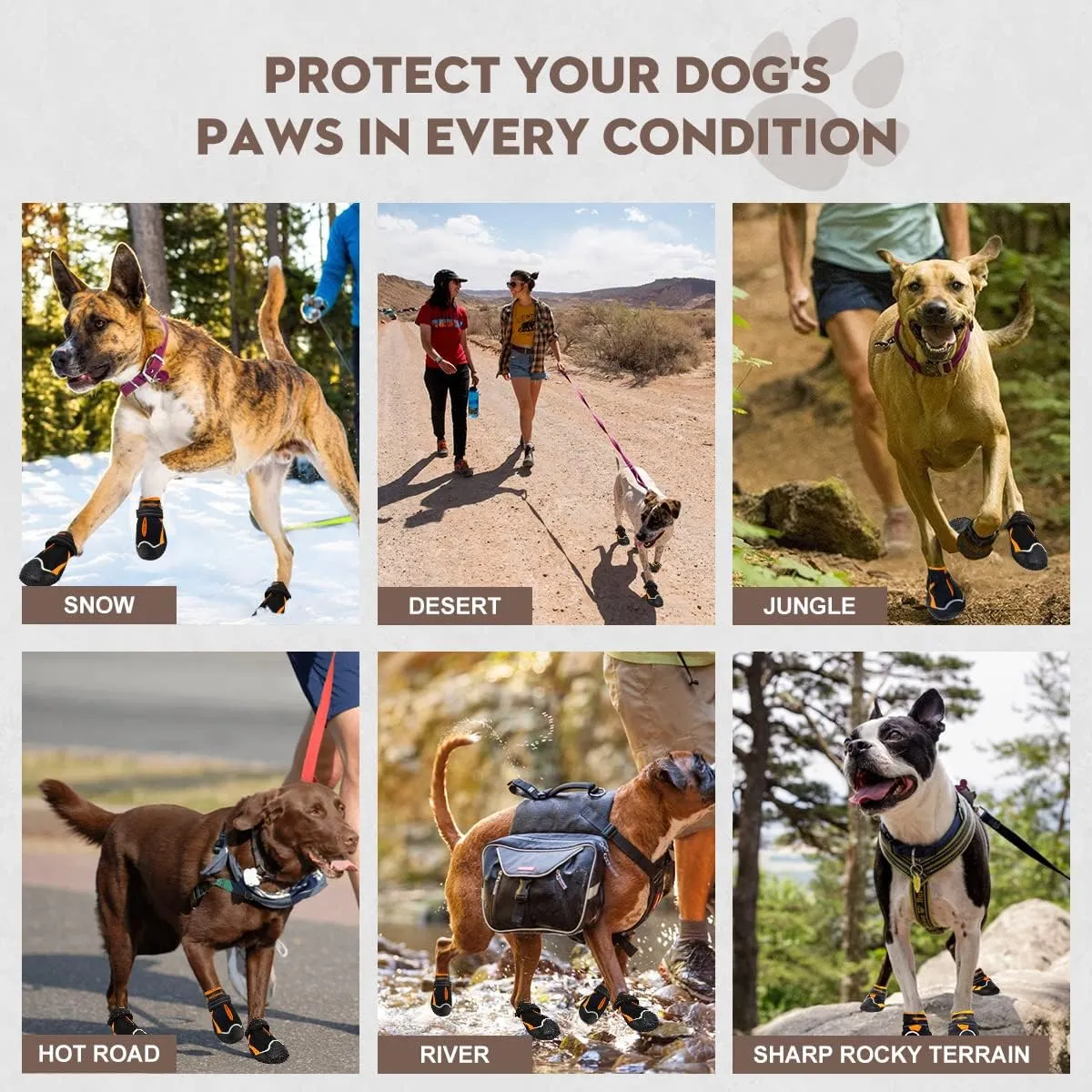 Dog Boots for Large Dogs,Waterproof Dog Booties for Winter Snow,Anti-Slip Dog Shoes Paw Protector with Reflective Strap for Hot Pavement,Hardwood Floor,Outdoor Hiking (Black, 2.75")