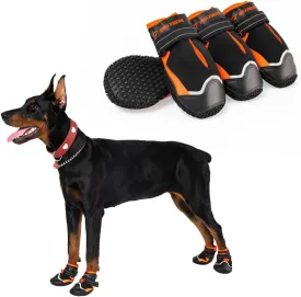 Dog Boots for Large Dogs,Waterproof Dog Booties for Winter Snow,Anti-Slip Dog Shoes Paw Protector with Reflective Strap for Hot Pavement,Hardwood Floor,Outdoor Hiking (Black, 2.75")