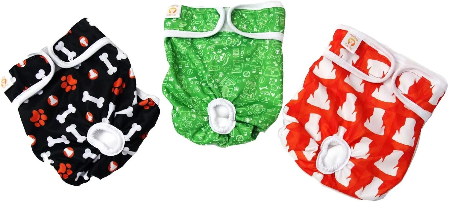 Dog Diapers Washable & Reusable Female and Male Dog Diapers Materials Durable Machine Washable Solution for Pet Incontinence and Long Travels - 3 Pack Set (L, New)