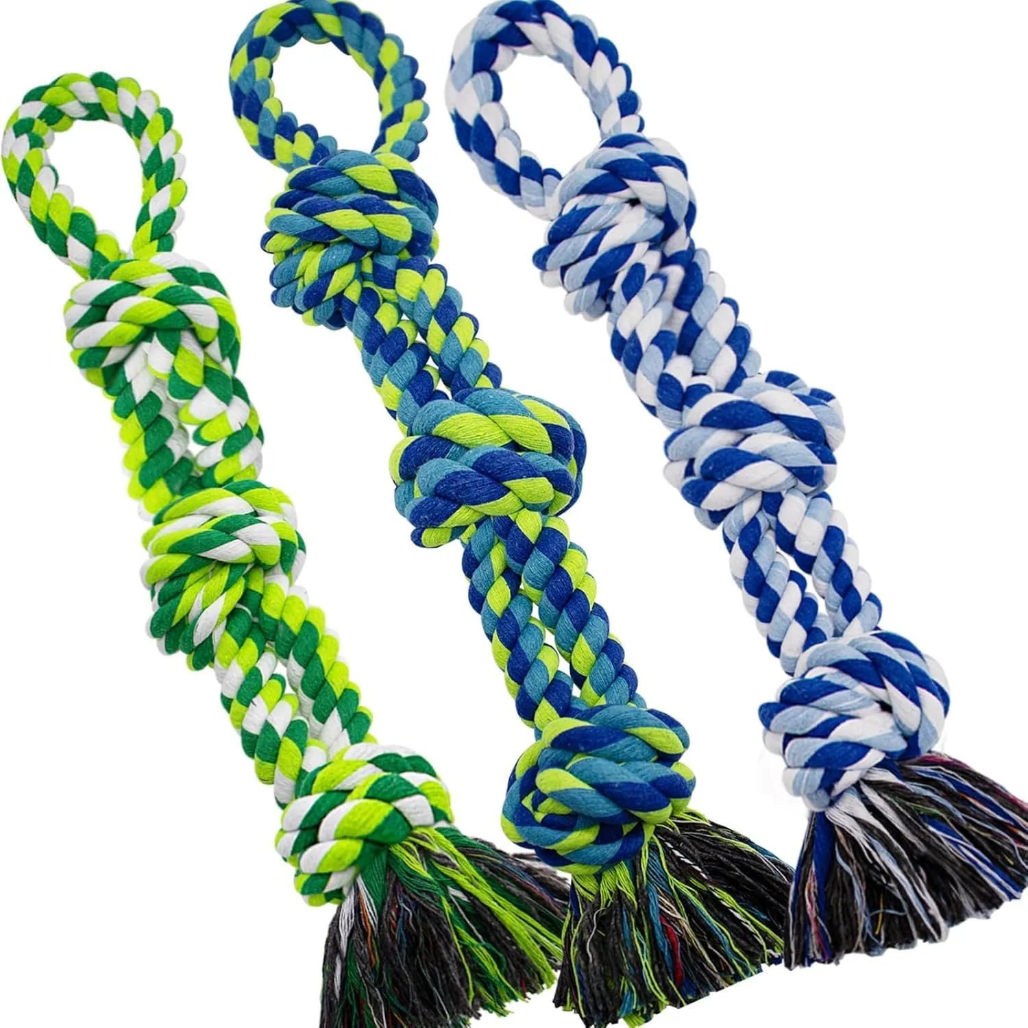 Dog Rope Toys for Large and Medium Aggressive Chewers, 3 Pack Heavy Duty Rope Toy for Large Breed, Indestructible Chew Toys, Tug of War Dog Toy, 100% Cotton Teeth Cleaning