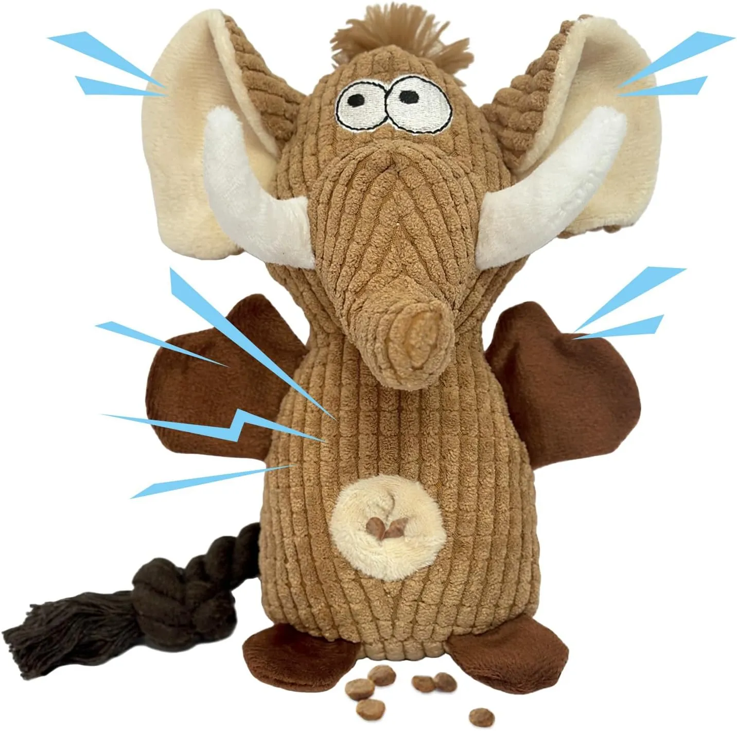 Dog Toys Puppy Toys Cute Pet Toys Squeaky Elephant Dog Toy with Crinkle Paper Plush Dog Stuffed Animals Chew Toy with Cotton Rope Dog Toys to Keep Them Busy for Small Medium Large Dogs (Brown)