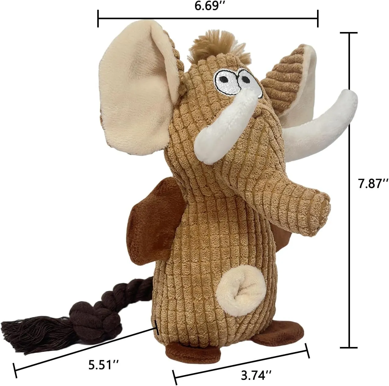 Dog Toys Puppy Toys Cute Pet Toys Squeaky Elephant Dog Toy with Crinkle Paper Plush Dog Stuffed Animals Chew Toy with Cotton Rope Dog Toys to Keep Them Busy for Small Medium Large Dogs (Brown)