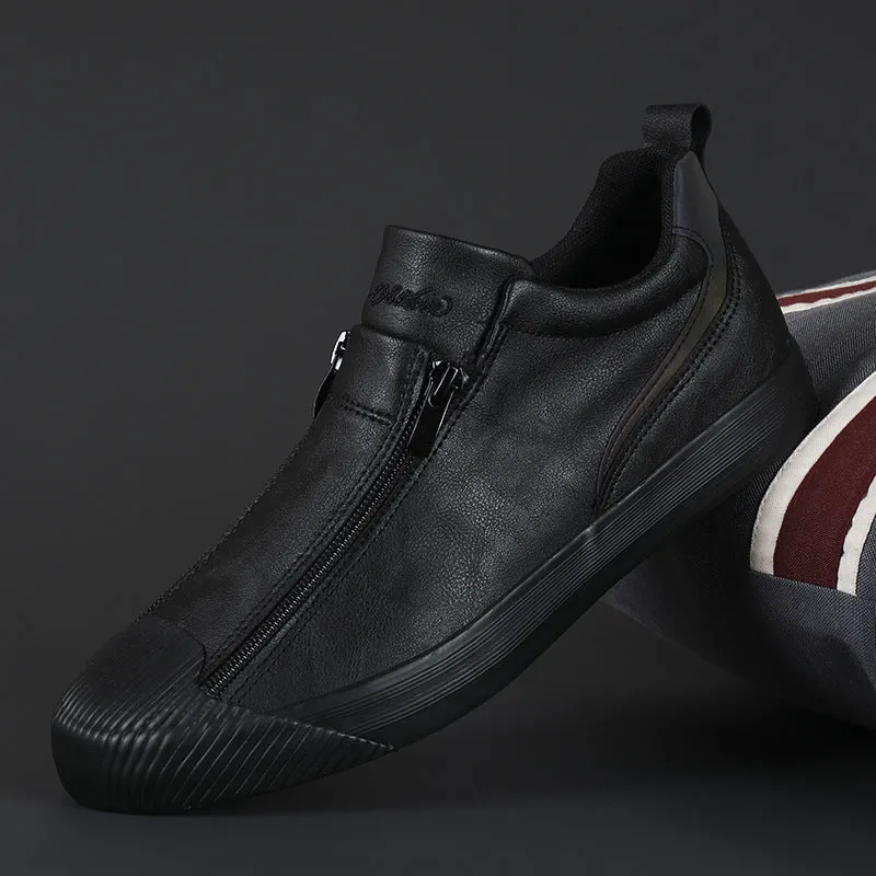 Double Zipper Casual Men Board Shoes - GlamzLife