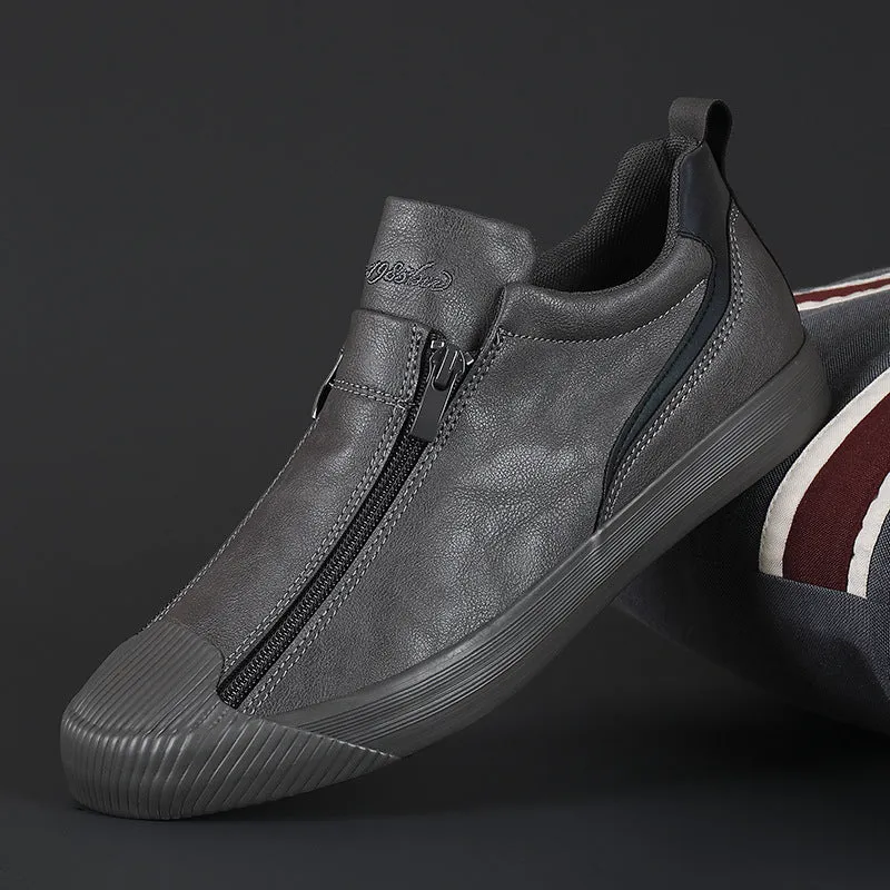 Double Zipper Casual Men Board Shoes - GlamzLife