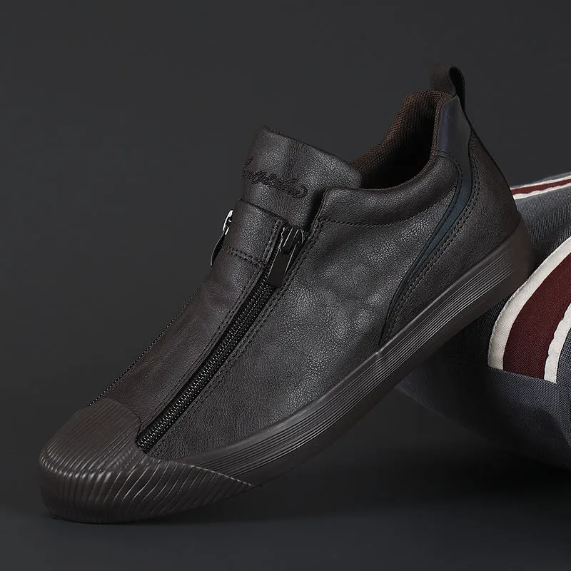 Double Zipper Casual Men Board Shoes - GlamzLife