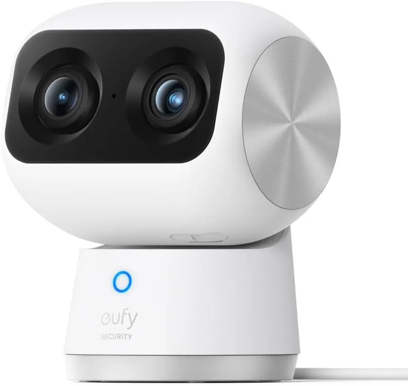 eufy Security Indoor Cam S350, Dual Cameras, 4K UHD Security Camera with 8 Zoom, 360 Camera, Baby Monitor, Pet Camera, Human/Pet Detection, AI Tracking, 2.4G/5G Wi-Fi, Plug in