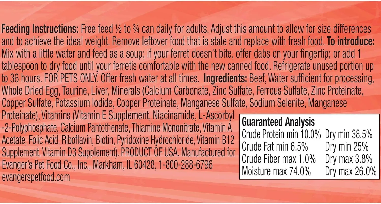 Evanger's Maximum Beef for Ferrets, 12 x 6 oz cans
