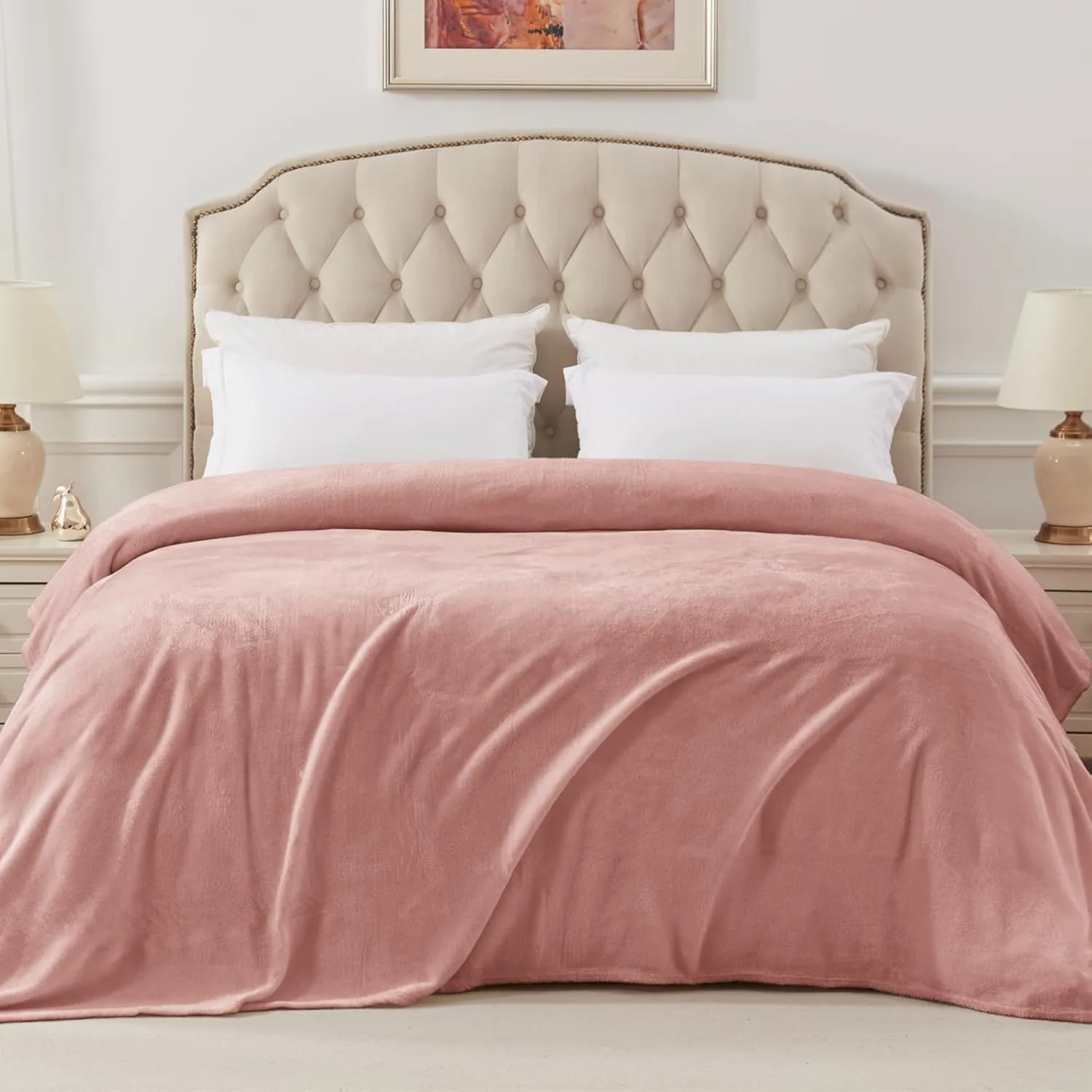 Exclusivo Mezcla Fleece Blanket Twin Size for Bed, Super Soft and Warm, All Season Use, Cozy, Plush, Lightweight, 60x80 Inches Dusty Pink