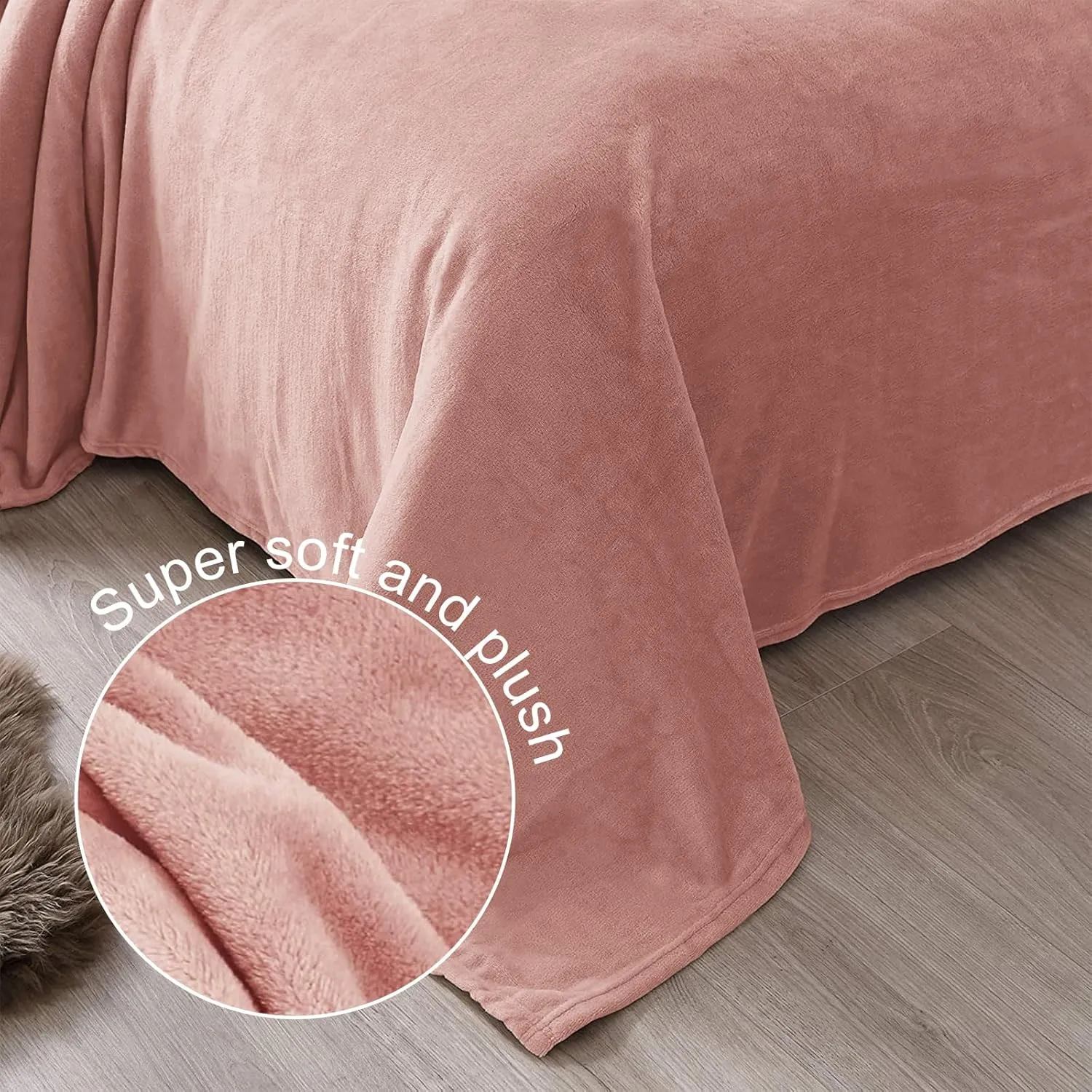 Exclusivo Mezcla Fleece Blanket Twin Size for Bed, Super Soft and Warm, All Season Use, Cozy, Plush, Lightweight, 60x80 Inches Dusty Pink
