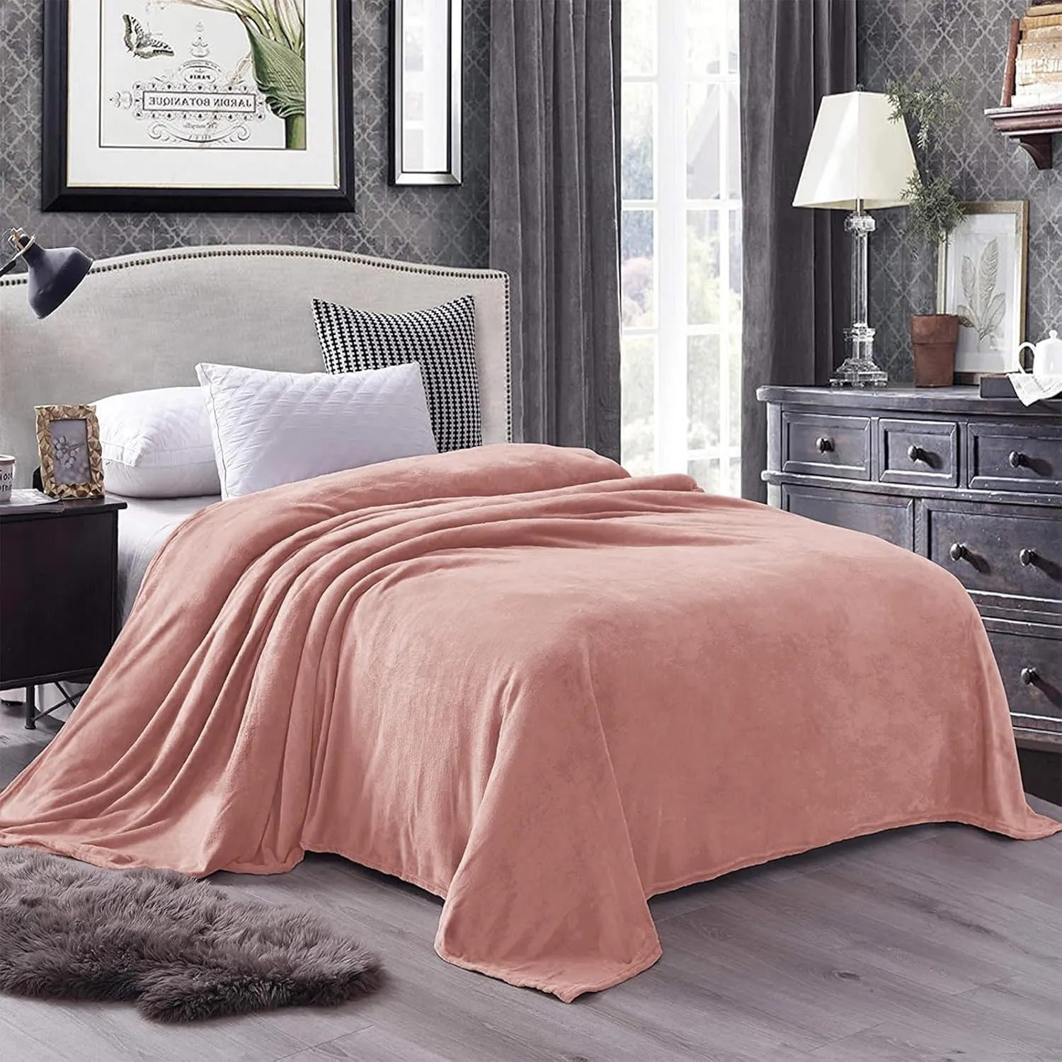 Exclusivo Mezcla Fleece Blanket Twin Size for Bed, Super Soft and Warm, All Season Use, Cozy, Plush, Lightweight, 60x80 Inches Dusty Pink