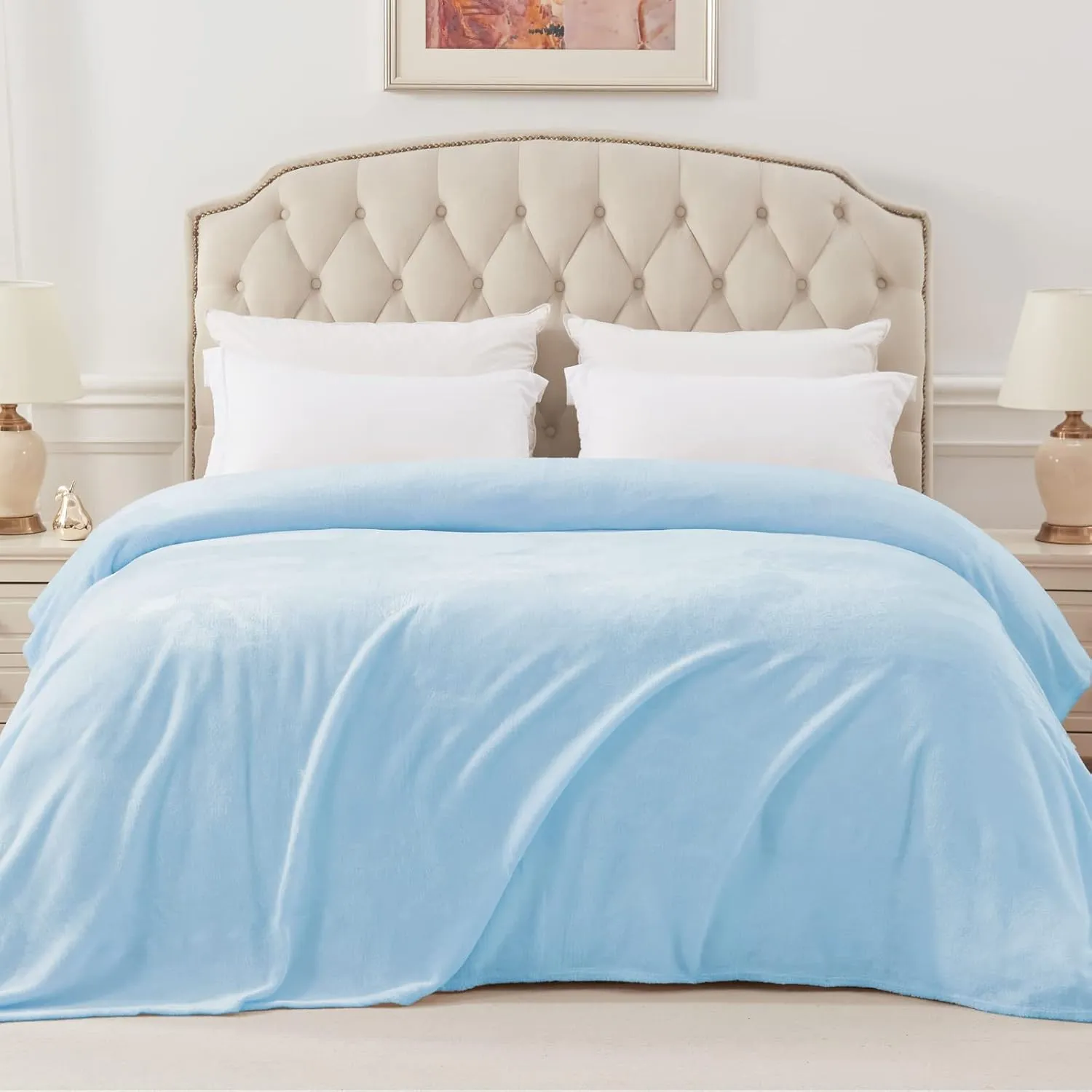 Exclusivo Mezcla Fleece Blanket Twin Size for Bed, Super Soft and Warm, All Season Use, Cozy, Plush, Lightweight, 60x80 Inches Ice Blue