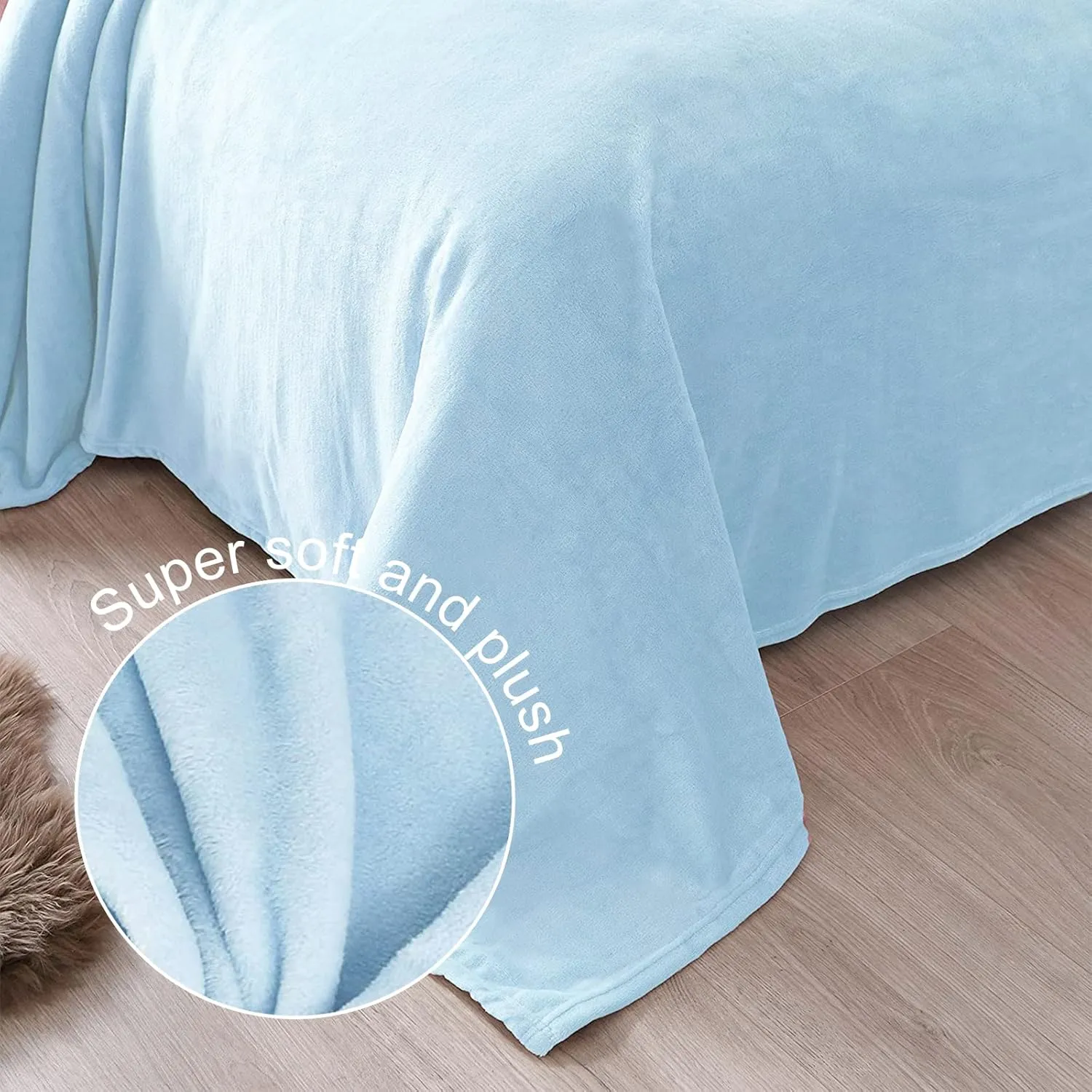 Exclusivo Mezcla Fleece Blanket Twin Size for Bed, Super Soft and Warm, All Season Use, Cozy, Plush, Lightweight, 60x80 Inches Ice Blue