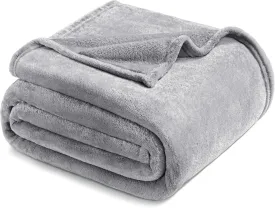 Exclusivo Mezcla Fleece Blanket Twin Size for Bed, Super Soft and Warm, All Season Use, Cozy, Plush, Lightweight, 60x80 Inches Light Grey