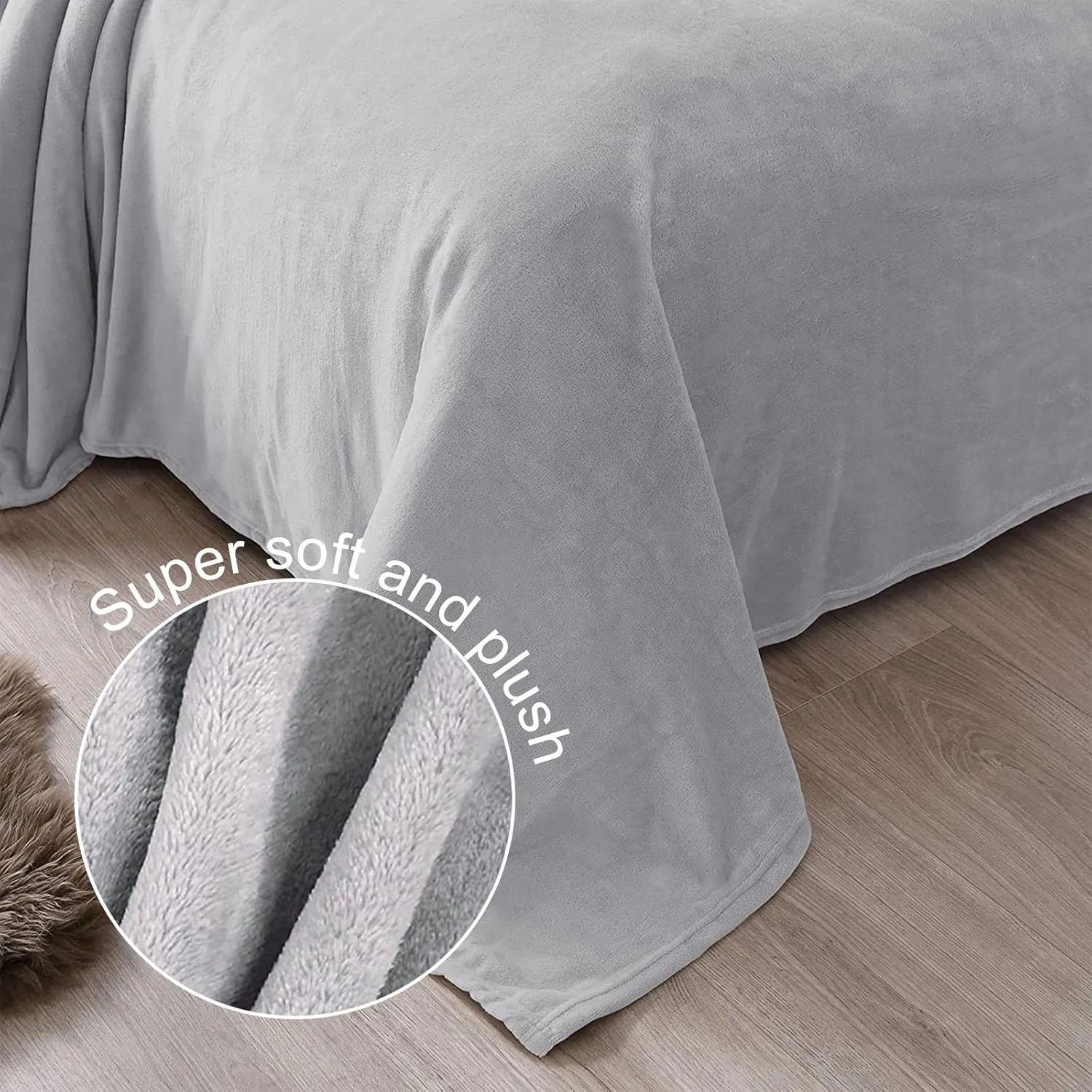 Exclusivo Mezcla Fleece Blanket Twin Size for Bed, Super Soft and Warm, All Season Use, Cozy, Plush, Lightweight, 60x80 Inches Light Grey