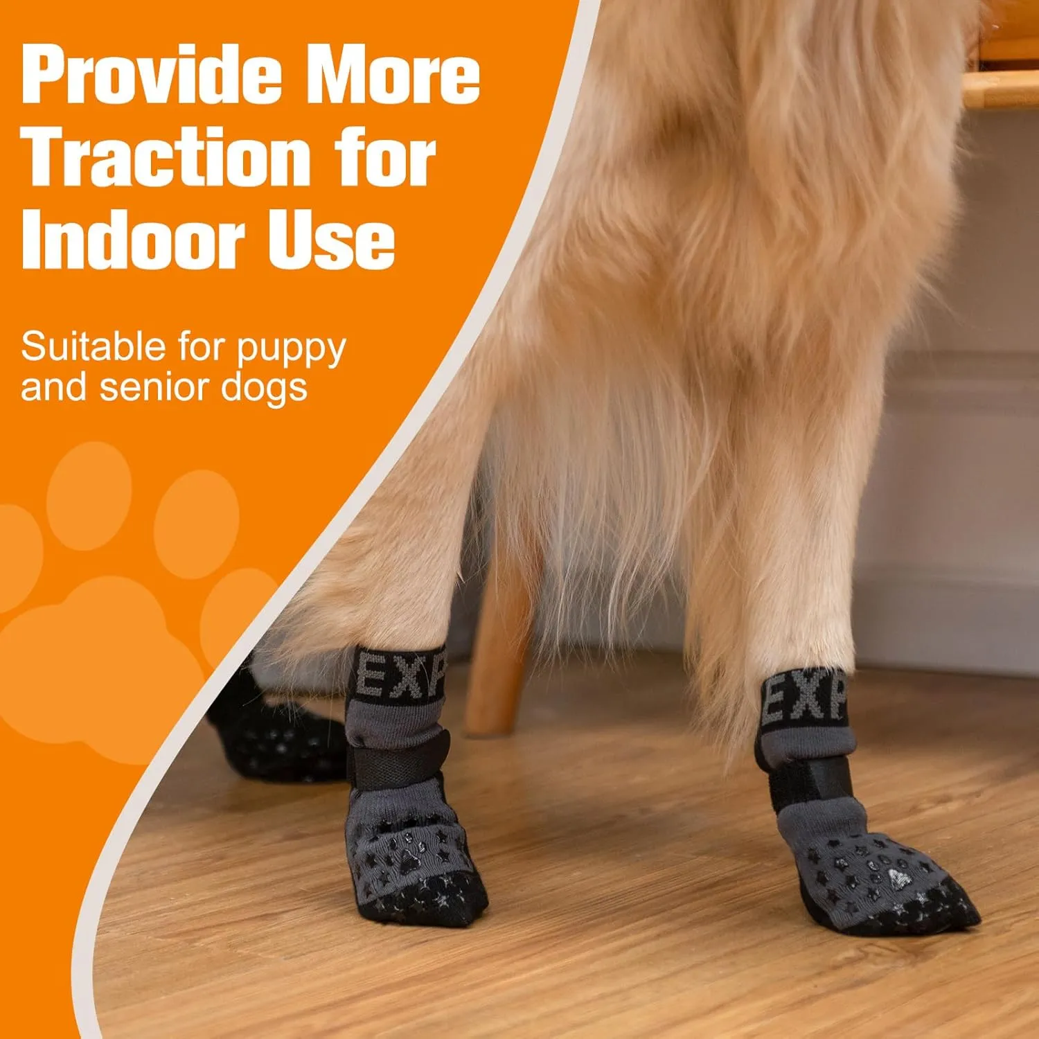 EXPAWLORER Anti Slip Dog Socks to Prevent Licking Paws - Dog Shoes for Hot Pavement, Dog Booties for Hardwood Floors, Dog Boots & Paw Protectors with Grippers for Small Medium Large Senior Dogs