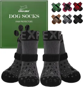 EXPAWLORER Anti Slip Dog Socks to Prevent Licking Paws - Dog Shoes for Hot Pavement, Dog Booties for Hardwood Floors, Dog Boots & Paw Protectors with Grippers for Small Medium Large Senior Dogs
