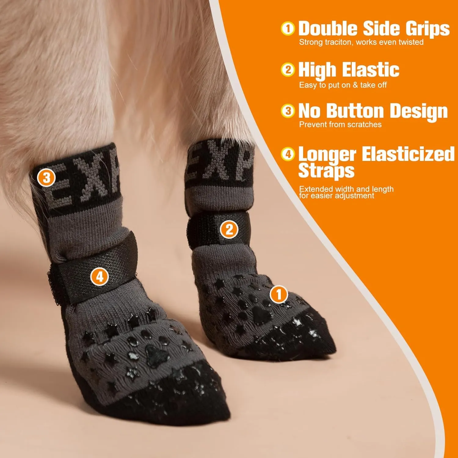 EXPAWLORER Anti Slip Dog Socks to Prevent Licking Paws - Dog Shoes for Hot Pavement, Dog Booties for Hardwood Floors, Dog Boots & Paw Protectors with Grippers for Small Medium Large Senior Dogs