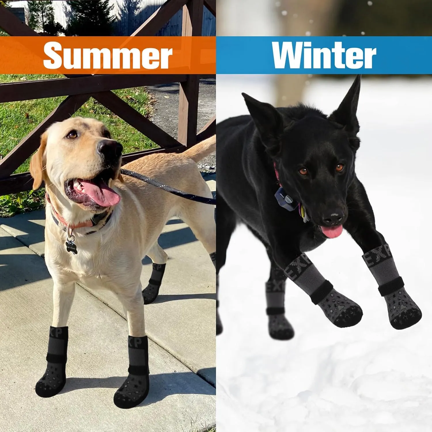 EXPAWLORER Anti Slip Dog Socks to Prevent Licking Paws - Dog Shoes for Hot Pavement, Dog Booties for Hardwood Floors, Dog Boots & Paw Protectors with Grippers for Small Medium Large Senior Dogs