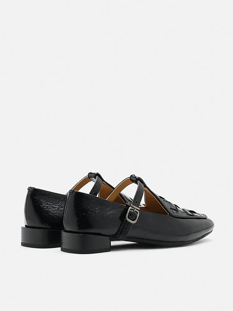 Feodora T-bar Weaved Loafer Flats