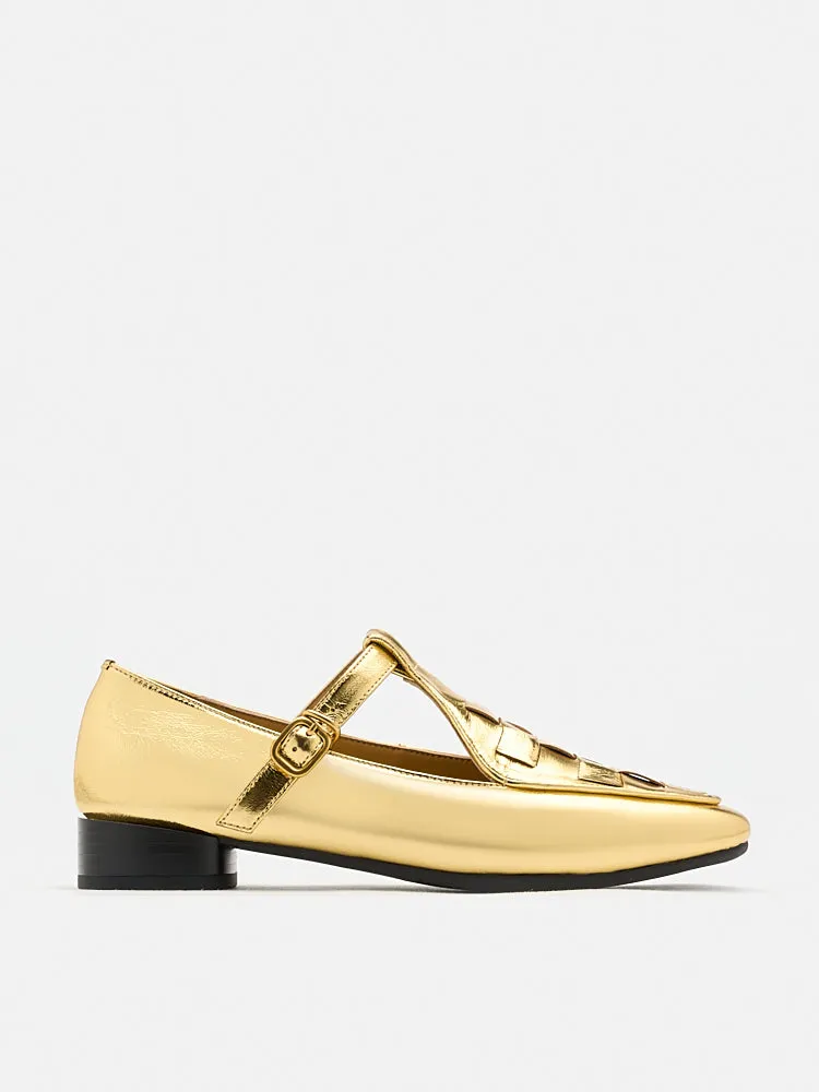 Feodora T-bar Weaved Loafer Flats
