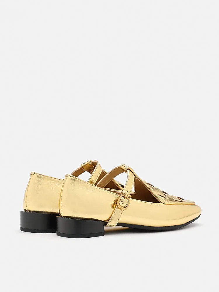 Feodora T-bar Weaved Loafer Flats
