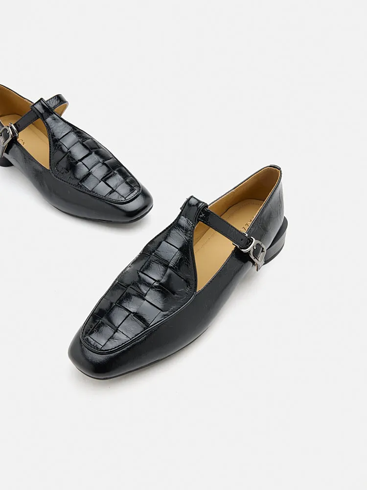 Feodora T-bar Weaved Loafer Flats