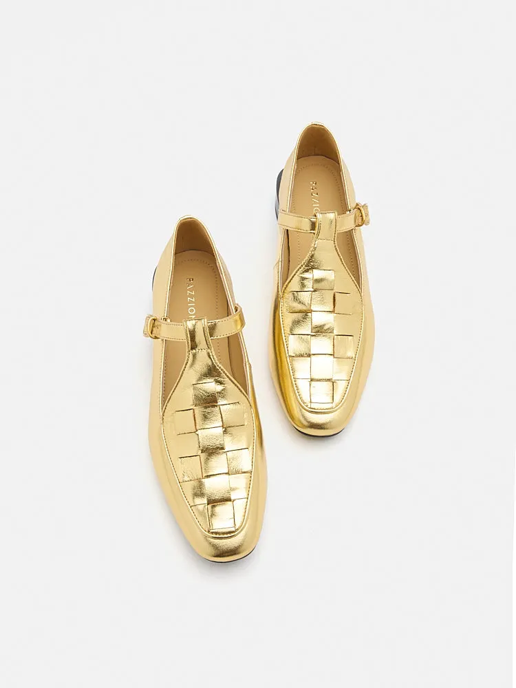 Feodora T-bar Weaved Loafer Flats