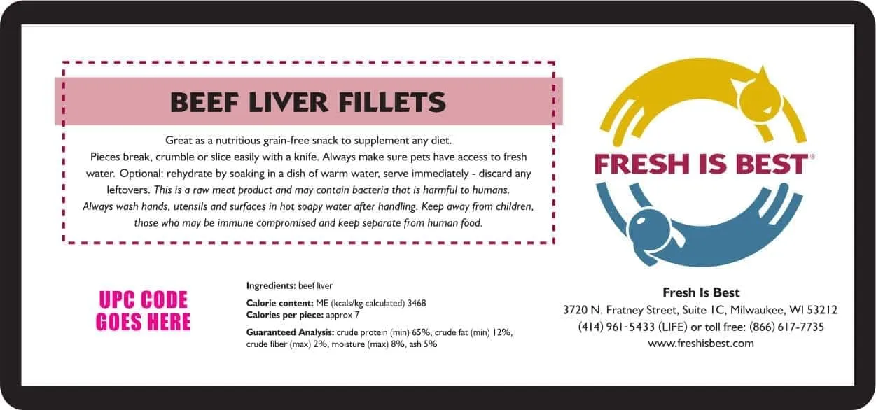 Fresh Is Best - Freeze Dried Beef Liver Fillet Treats for Dogs & Cats, 3.5 OZ