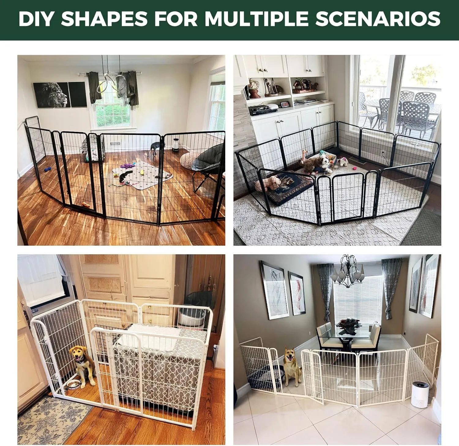 FXW Homeplus Dog Playpen for Indoor Use - Stress-Free and Safe Play, Heavy Duty 32 Inch 8 Panels Dog Pen for Puppies, Small and Medium Dogs, BlackPatented