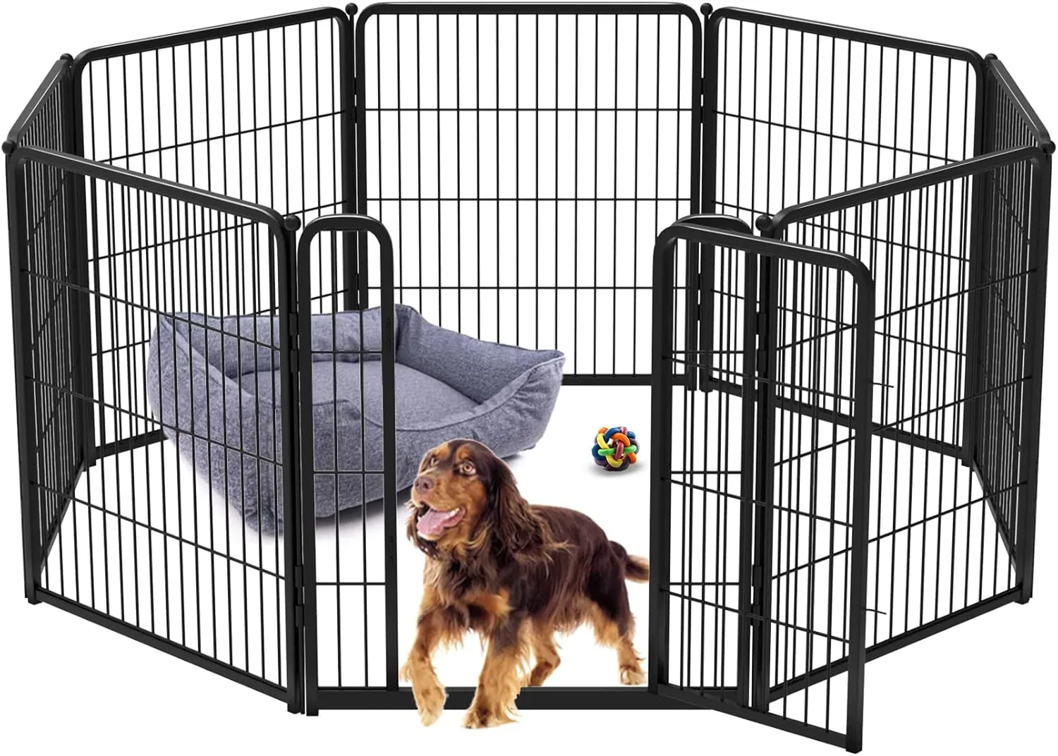 FXW Homeplus Dog Playpen for Indoor Use - Stress-Free and Safe Play, Heavy Duty 32 Inch 8 Panels Dog Pen for Puppies, Small and Medium Dogs, BlackPatented