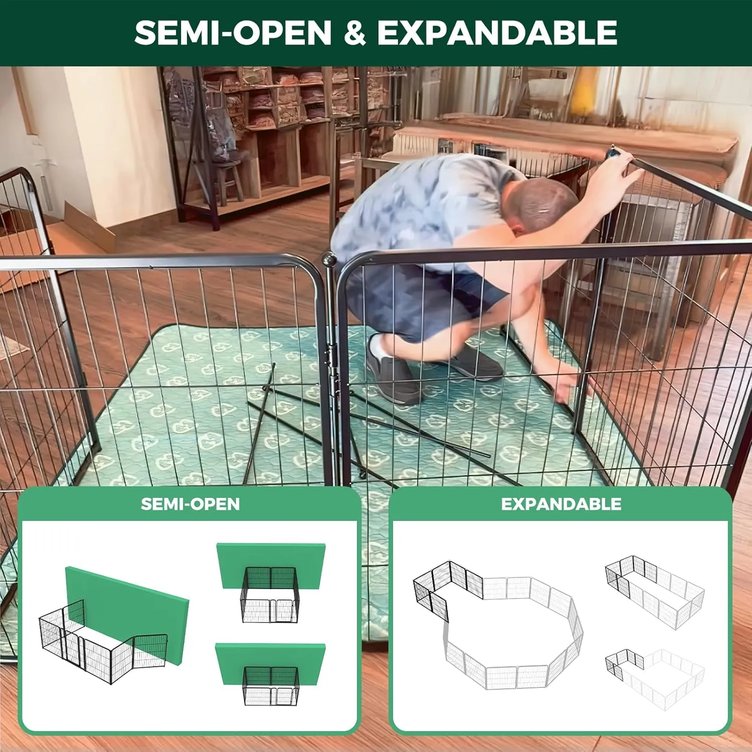 FXW Homeplus Dog Playpen for Indoor Use - Stress-Free and Safe Play, Heavy Duty 32 Inch 8 Panels Dog Pen for Puppies, Small and Medium Dogs, BlackPatented