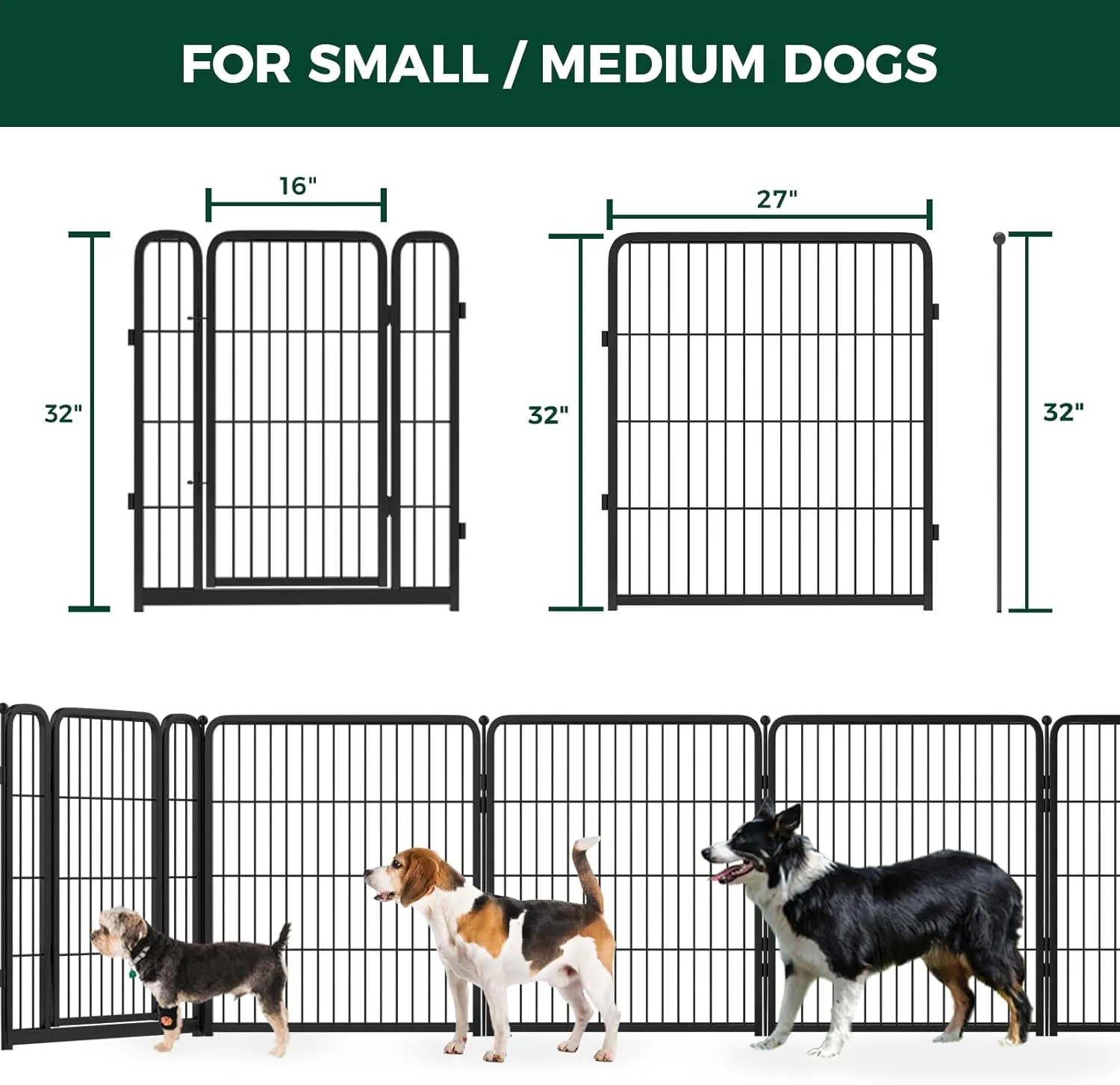 FXW Homeplus Dog Playpen for Indoor Use - Stress-Free and Safe Play, Heavy Duty 32 Inch 8 Panels Dog Pen for Puppies, Small and Medium Dogs, BlackPatented